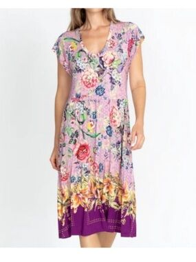 Johnny was topiary Lavender Floral Tiered Midi Dress
